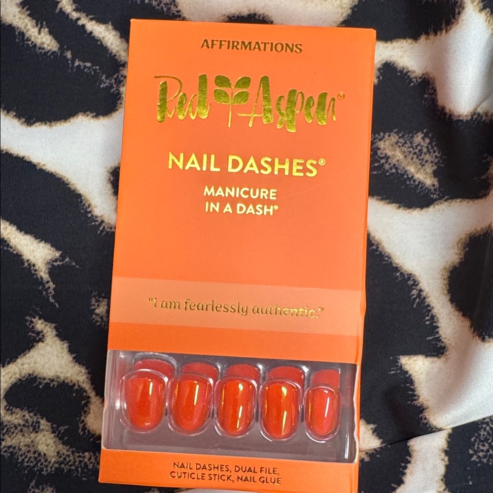 Red Aspen Orange Nail Dashes “Davene is Fearless”